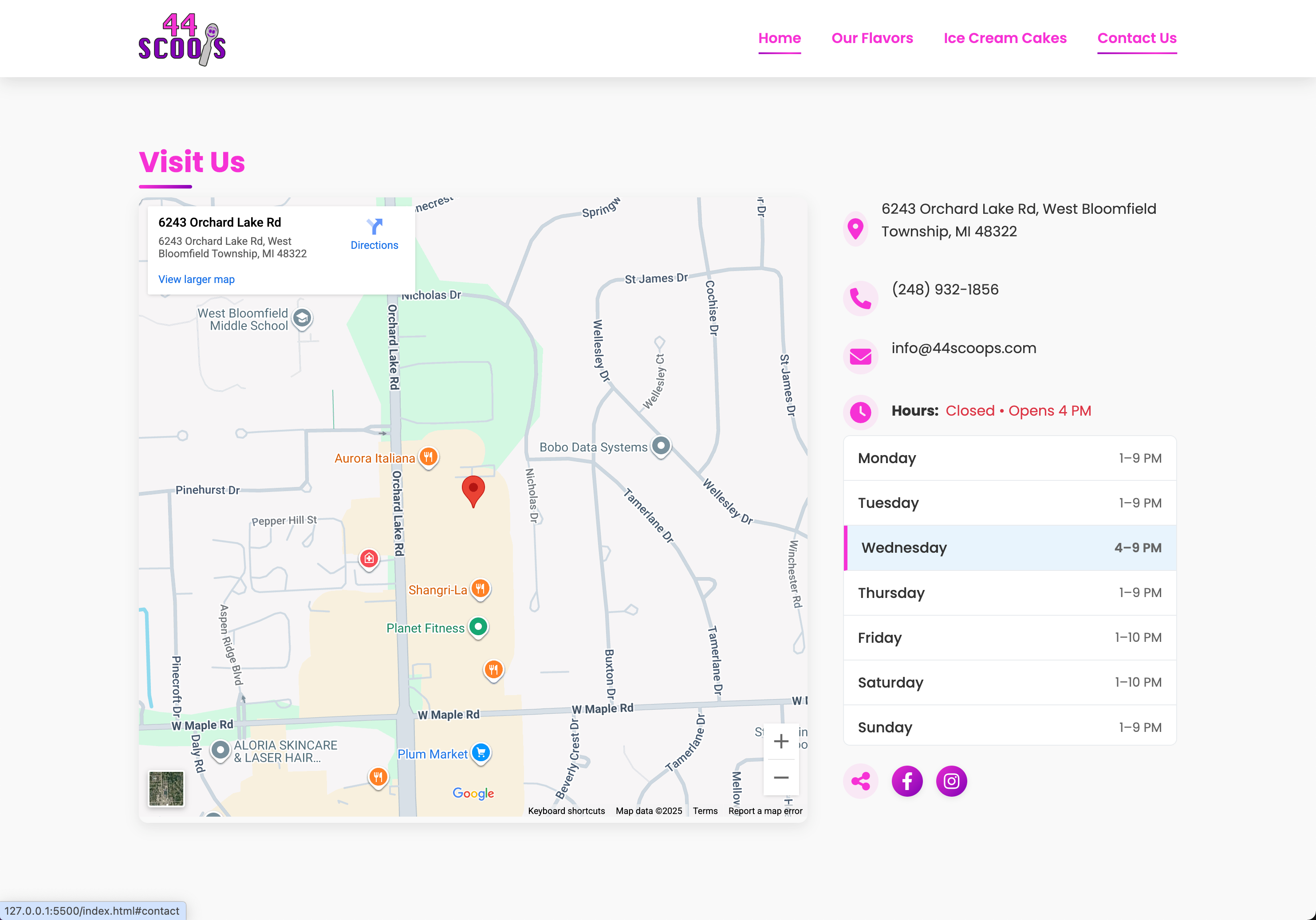 44 Scoops Visit Us Custom Widget